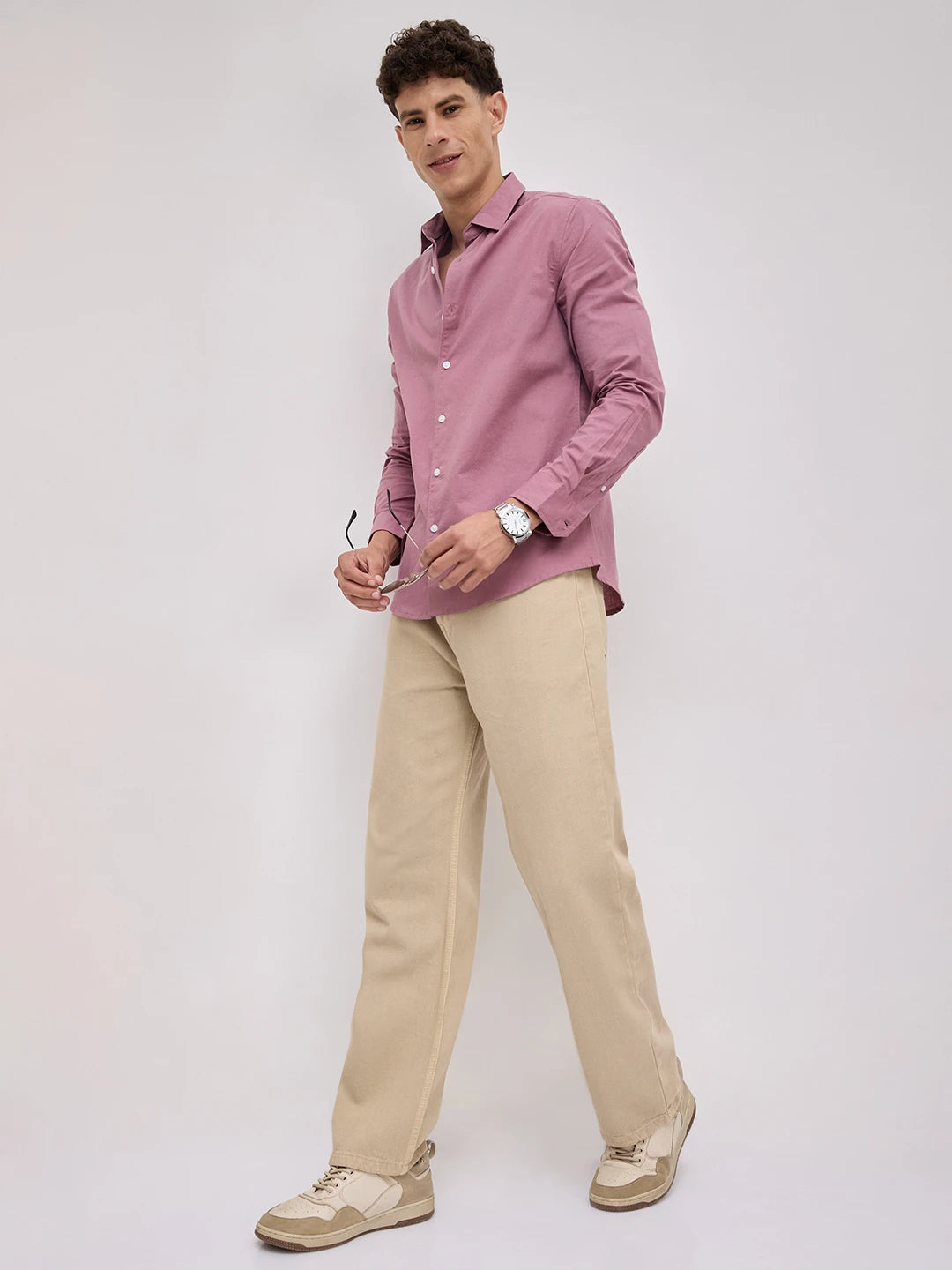 Luxe Mauve Linen Blend Shirt