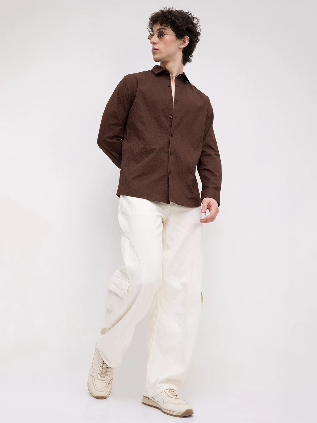 Brown Fine Horizontal Textured Shirt