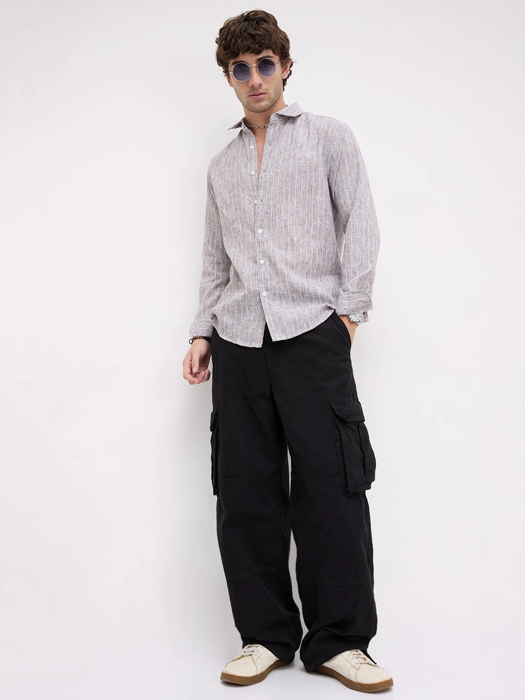 Ash Grey Melange Textured Shirt