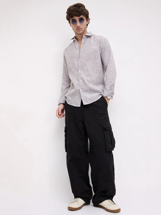 Ash Grey Melange Textured Shirt