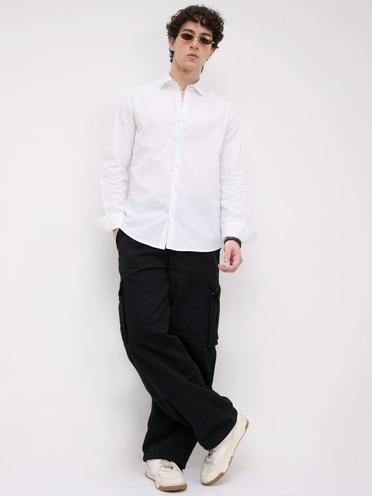 Refined Pearl White Textured Shirt