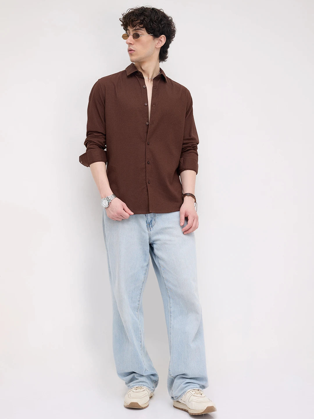 Chocolate Brown Micro Textured Shirt