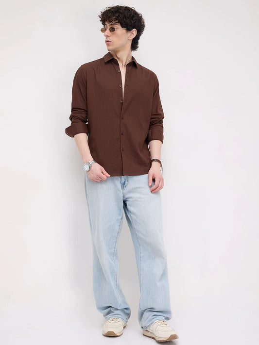 Chocolate Brown Micro Textured Shirt