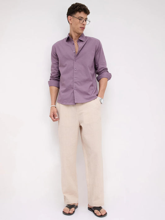 Iconic Heather Purple Square Textured Shirt