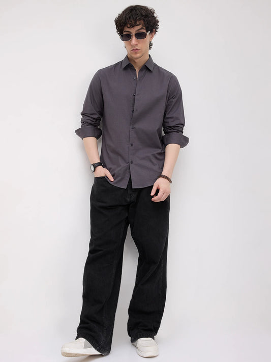 Graphite Grey Square Textured Shirt