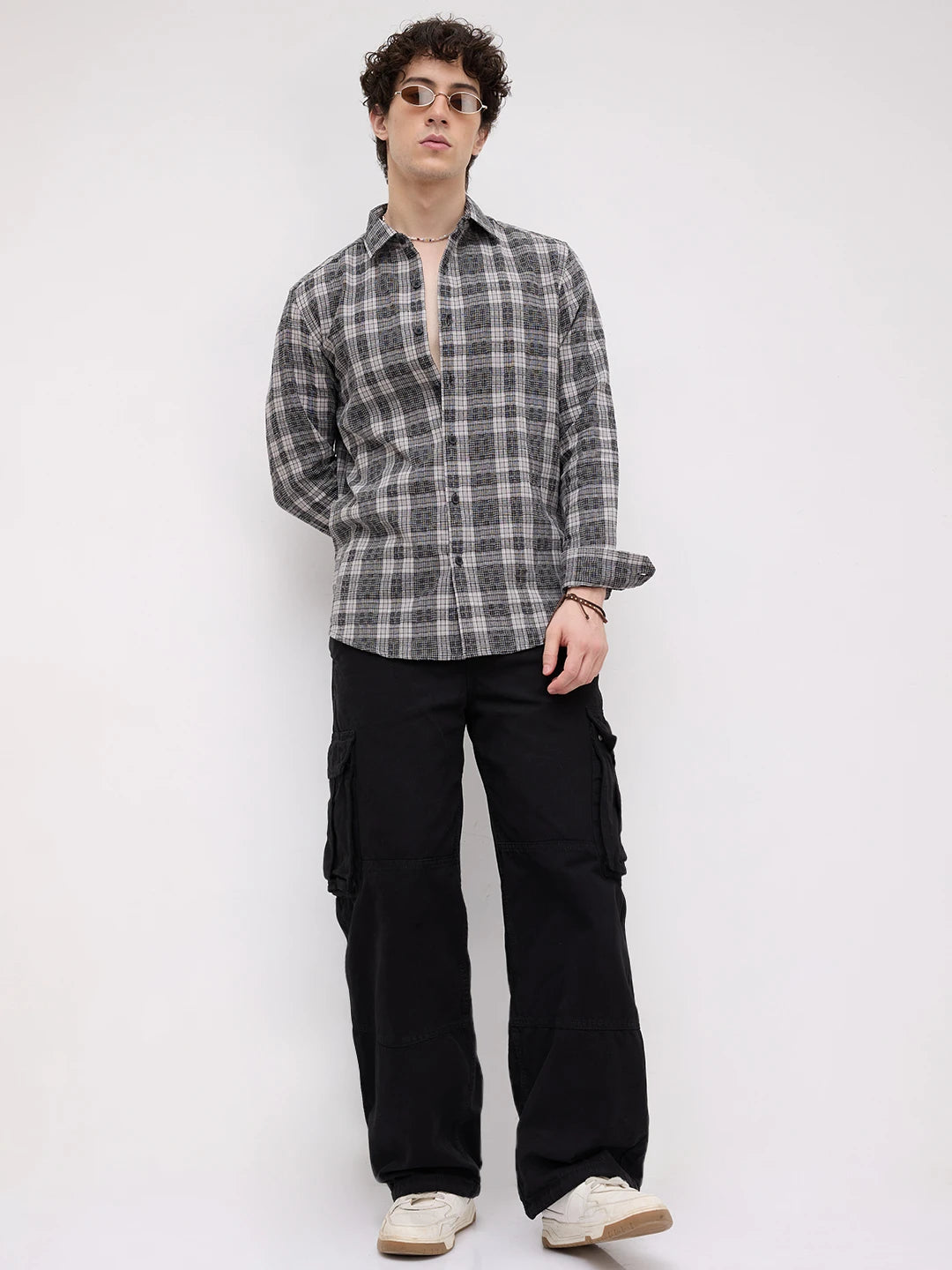 Heritage Charcoal Grey & Black Plaid Checks Shirt