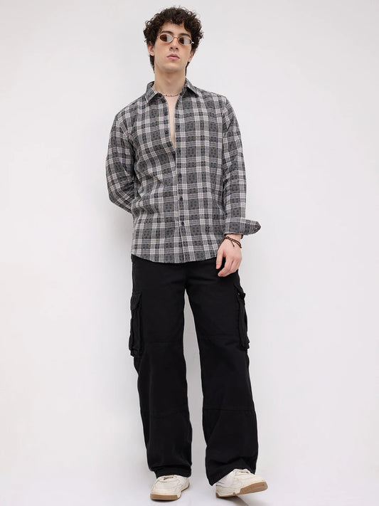 Heritage Charcoal Grey & Black Plaid Checks Shirt