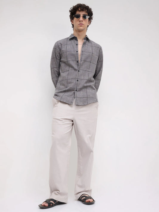 Refined Graphite Grey Windopane Checks Shirt