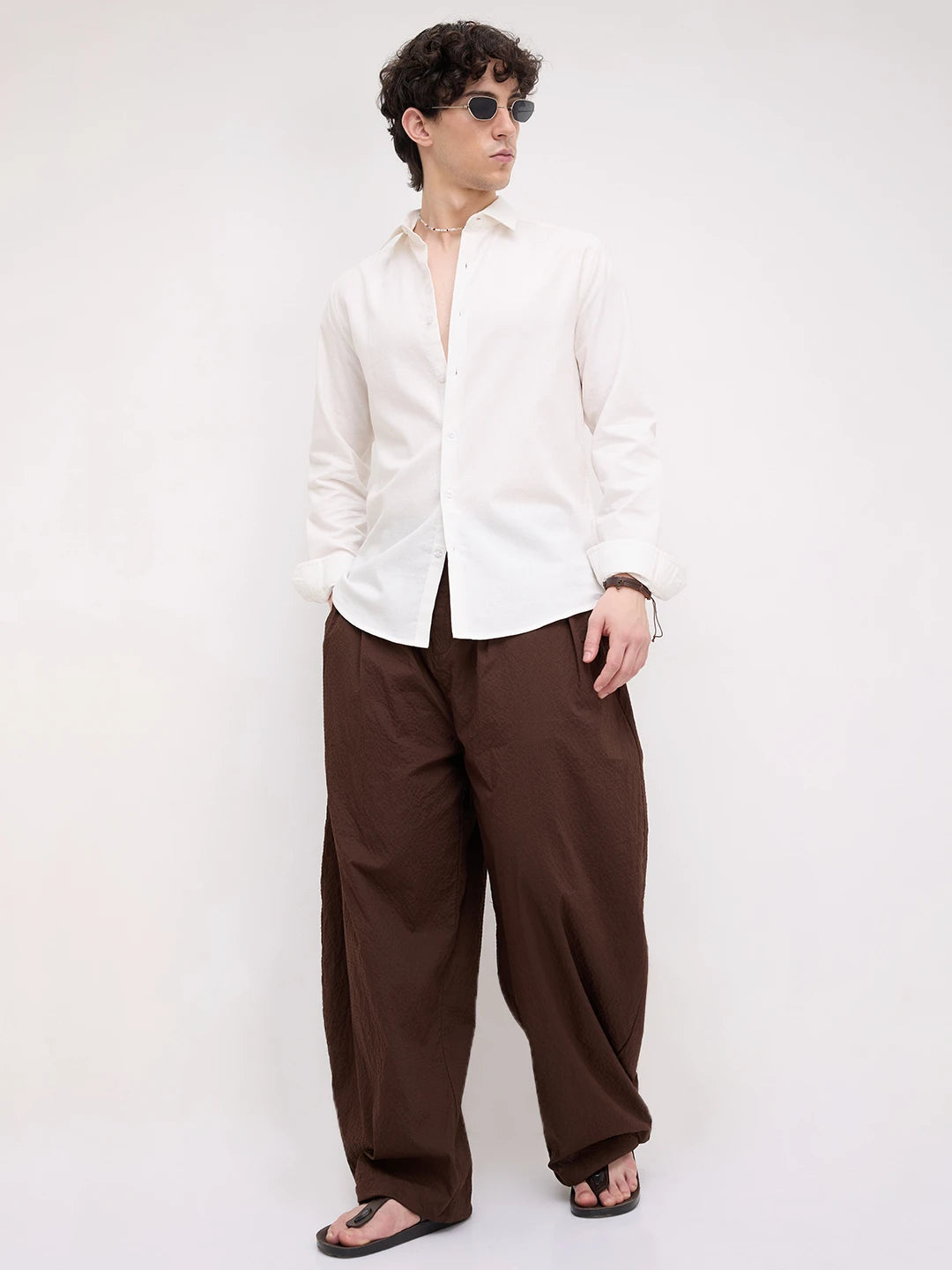 Luxe White Basket Weave Shirt