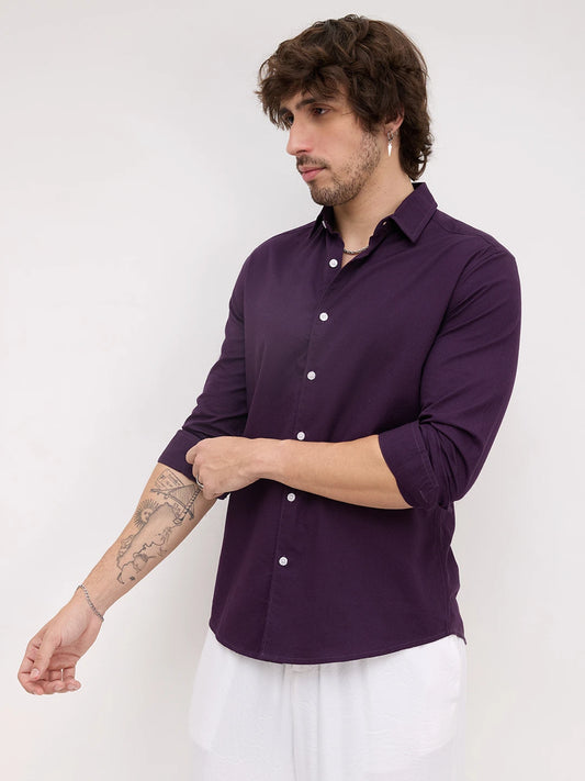 Luxe Plum Dimensional Weave Shirt