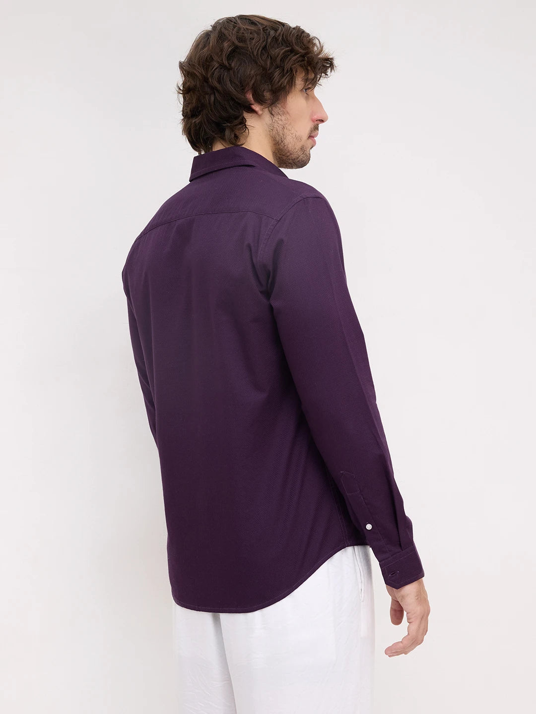 Luxe Plum Dimensional Weave Shirt