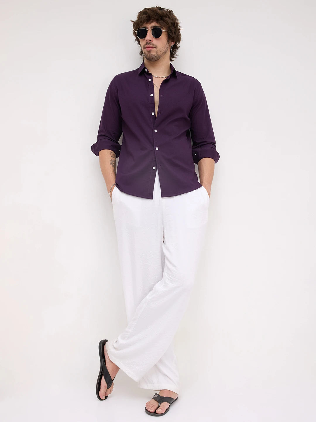 Luxe Plum Dimensional Weave Shirt