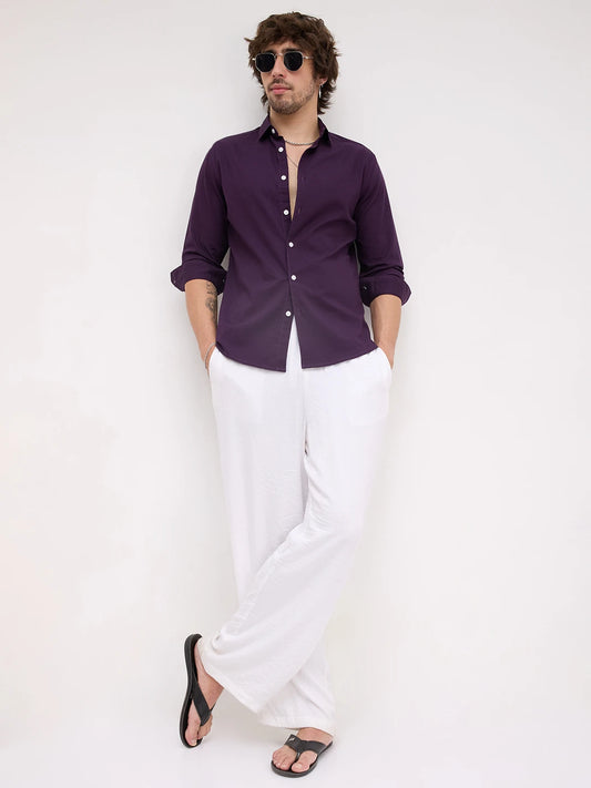 Luxe Plum Dimensional Weave Shirt