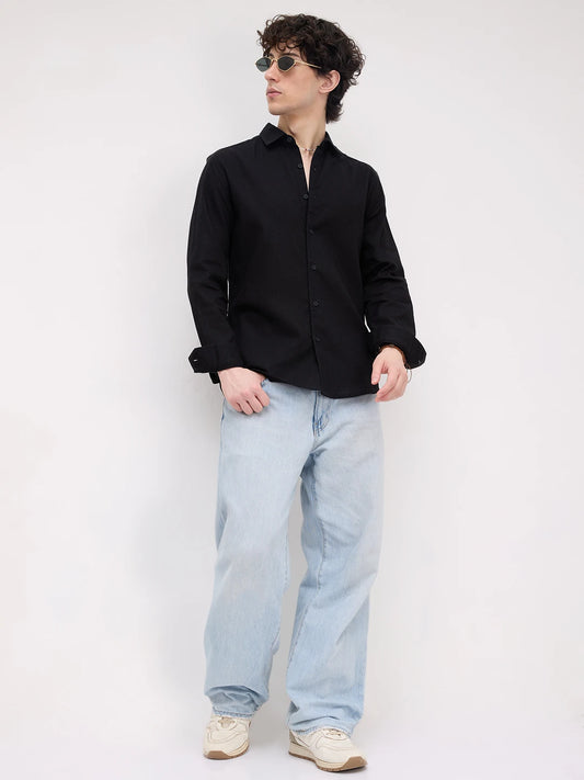 Onyx Black Micro Textured Shirt