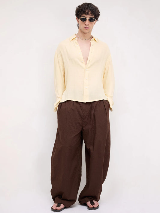 Plush Butter Yellow Airloom Boxy Fit Crop Shirt