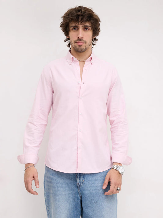 Luxe Sakura Bloom Soft Weave Button-Down Collar Business Shirt