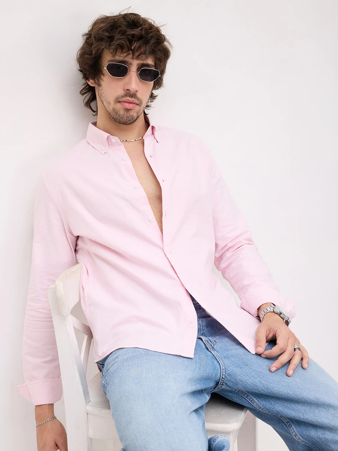 Luxe Sakura Bloom Soft Weave Button-Down Collar Business Shirt