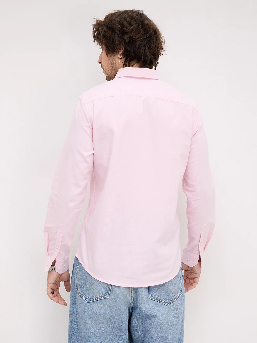 Luxe Sakura Bloom Soft Weave Button-Down Collar Business Shirt