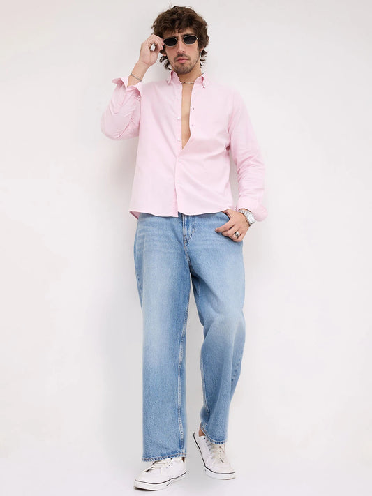 Luxe Sakura Bloom Soft Weave Button-Down Collar Business Shirt