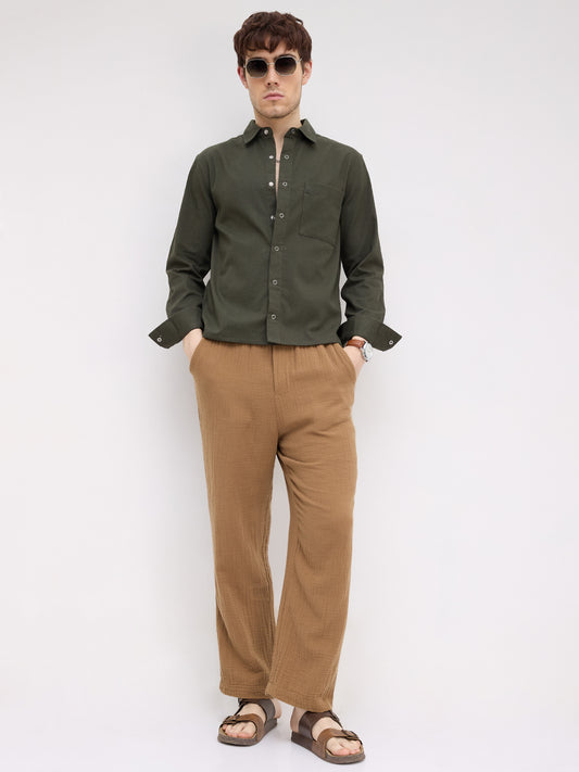 Luxe Evergreen Straight Hem Oversized Shirt