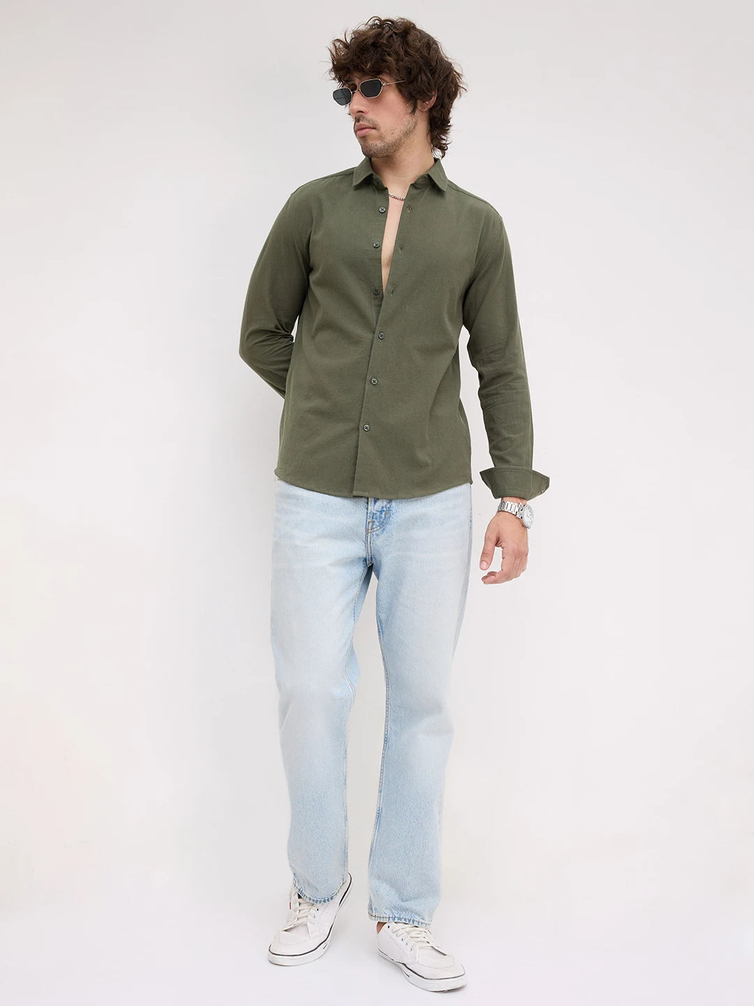 Timeless Solid Moss Green Shirt