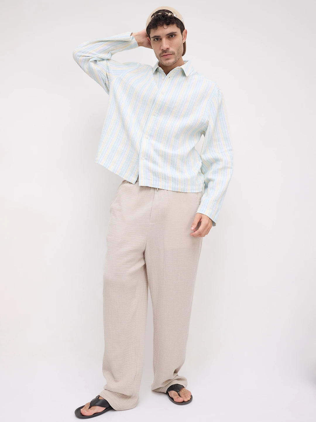 Fresh Pastel Breeze Weekend Escape Cuffless Oversized Shirt