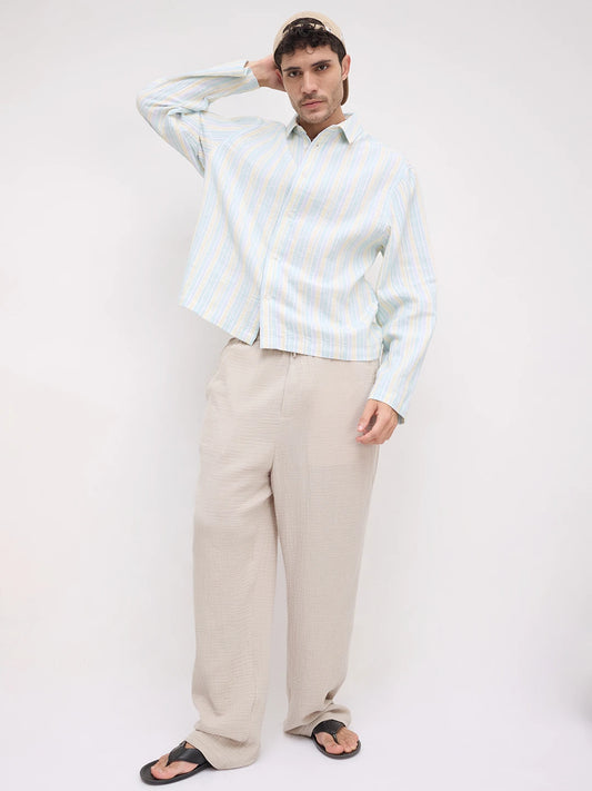 Fresh Pastel Breeze Weekend Escape Cuffless Oversized Shirt