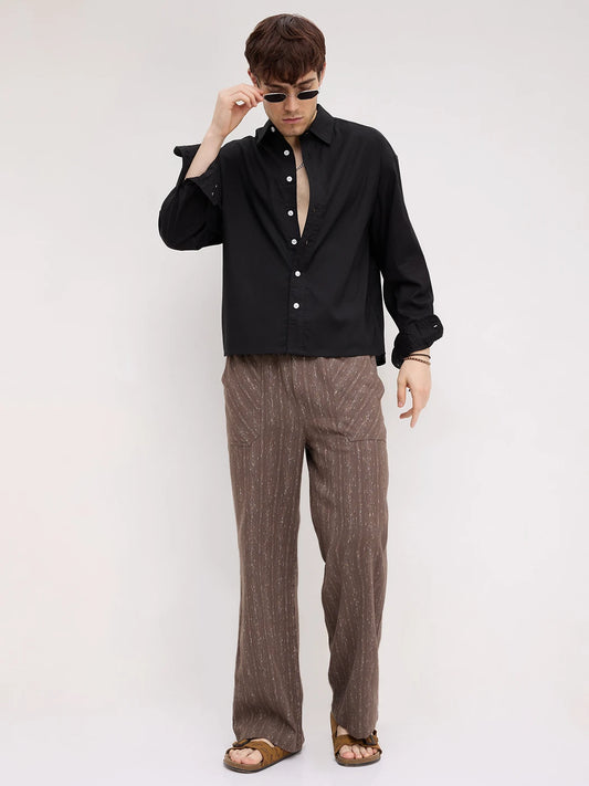 Timeless Black Boxy Fit Crop Shirt