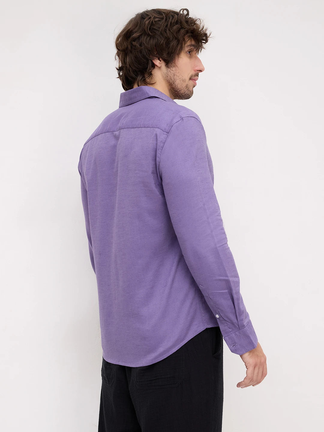 Rich Grape Purple Linen Blend Shirt