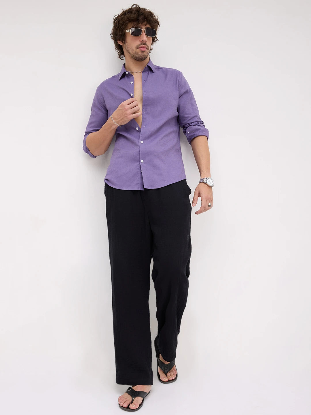 Rich Grape Purple Linen Blend Shirt
