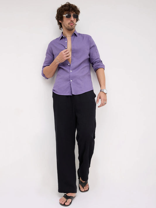 Rich Grape Purple Linen Blend Shirt
