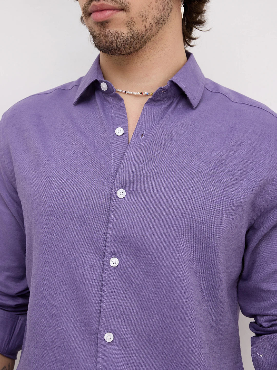 Rich Grape Purple Linen Blend Shirt