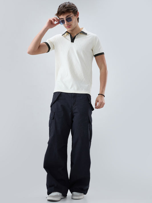 Off-White Contrast Polo Neck T-shirt