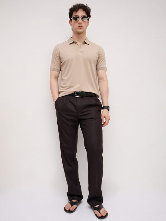 Soft Beige Honeycomb Polo Knit T-Shirt