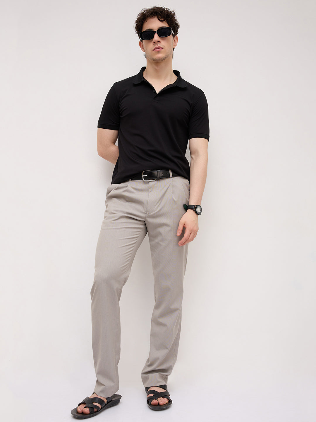 Timeless Black Honeycomb Polo Knit T-Shirt