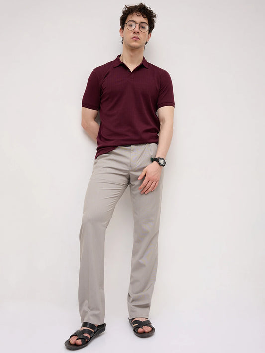 Elite Maroon Pinstripe Weave Polo Tee