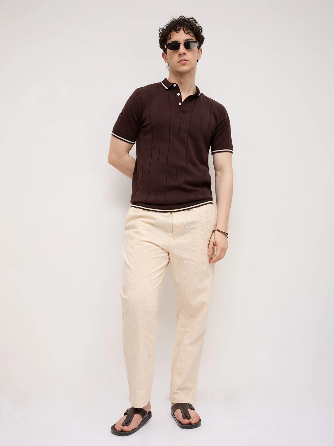 Espresso Ribline Polo Flat Knit T-Shirt