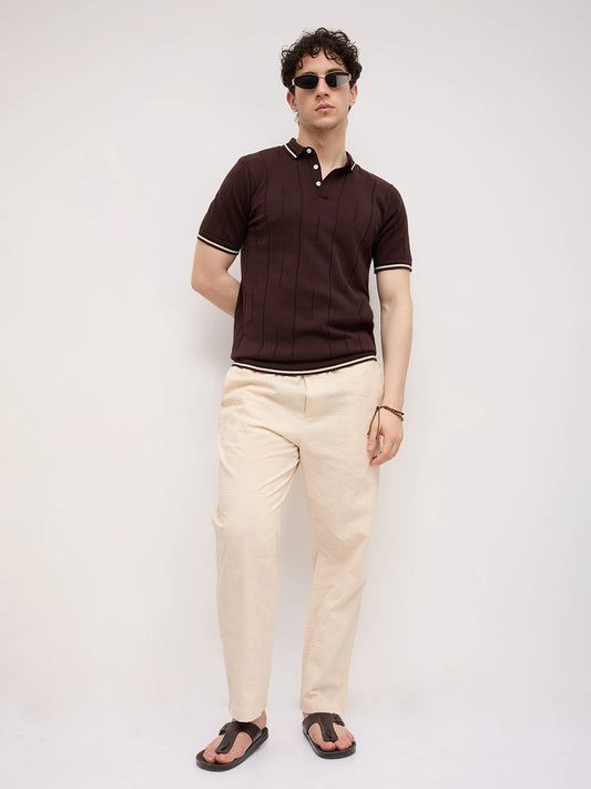 Espresso Ribline Polo Flat Knit T-Shirt