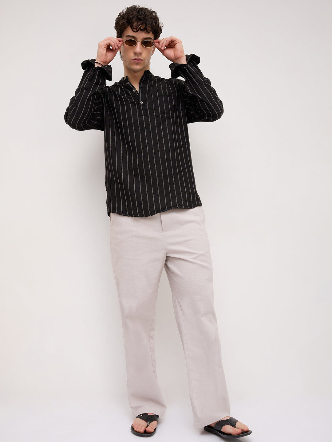 Sable Black Chalk Striped Kurta