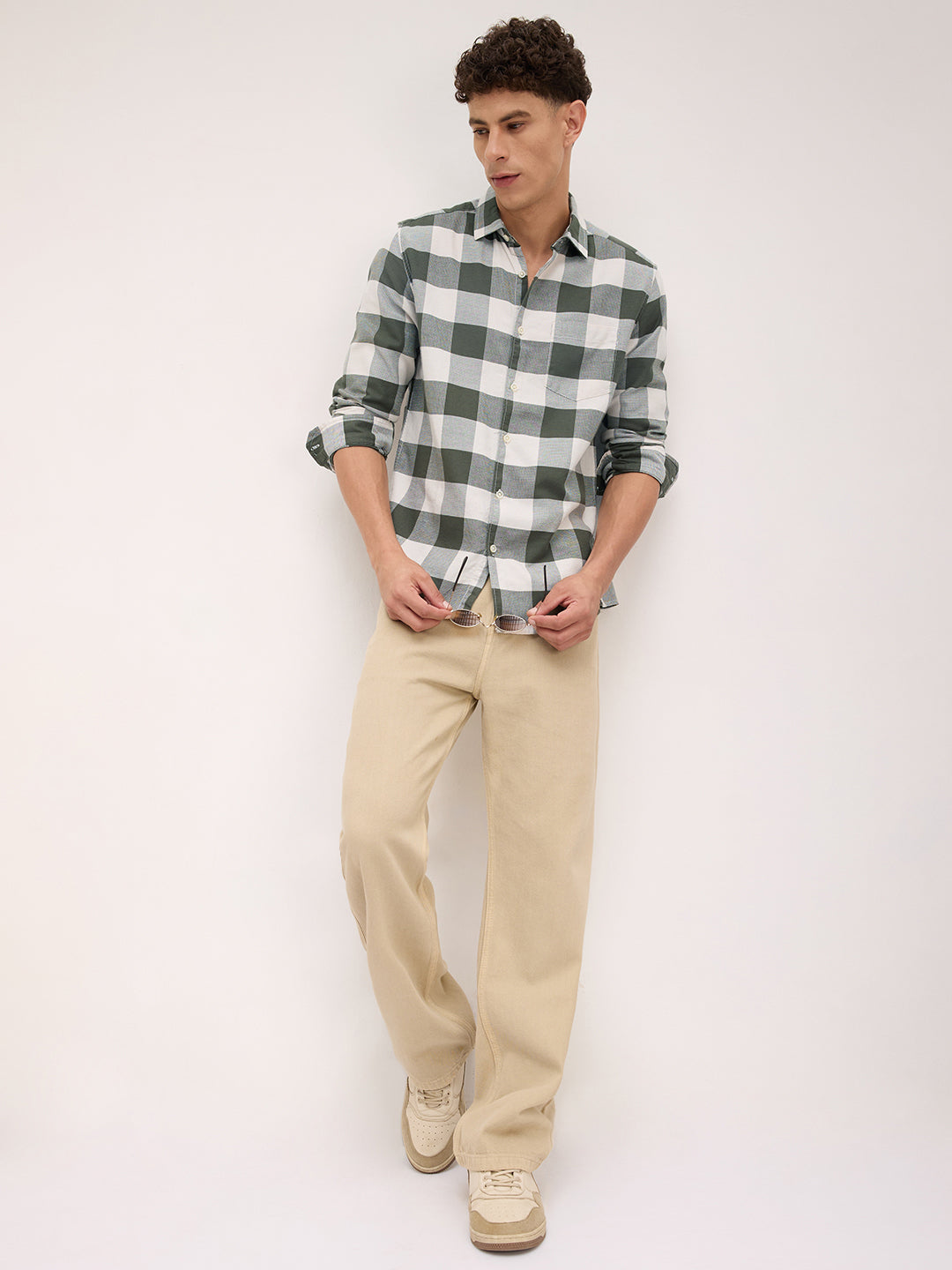 Timeless Box Checks Olive Shirt