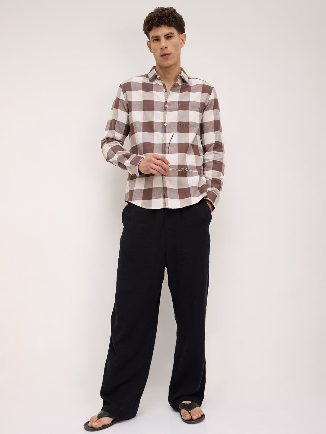 Brown & Ivory Box Checkered Shirt