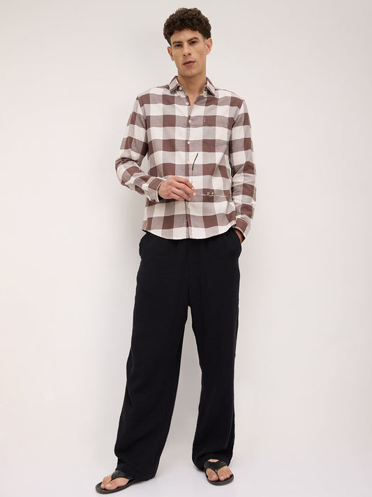 Brown & Ivory Box Checkered Shirt