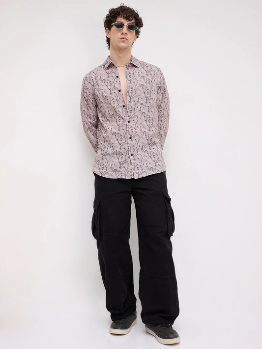 Artistic Floral Grey Printed Shirt