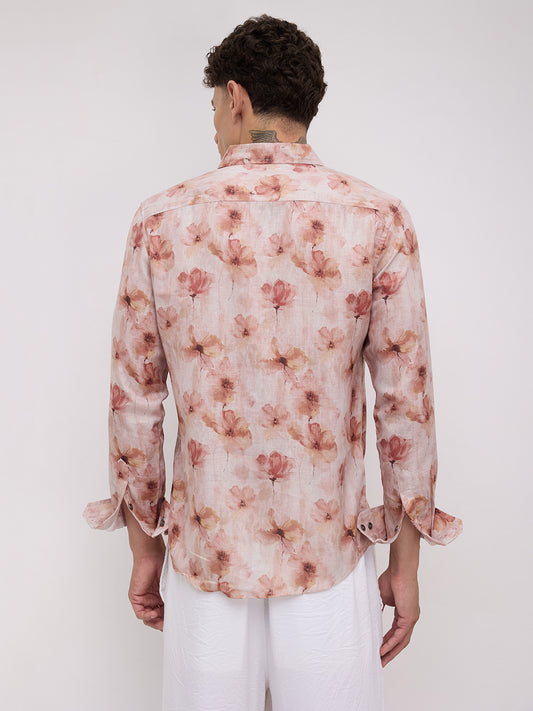 Peachy Pink Floral Vacation Shirt