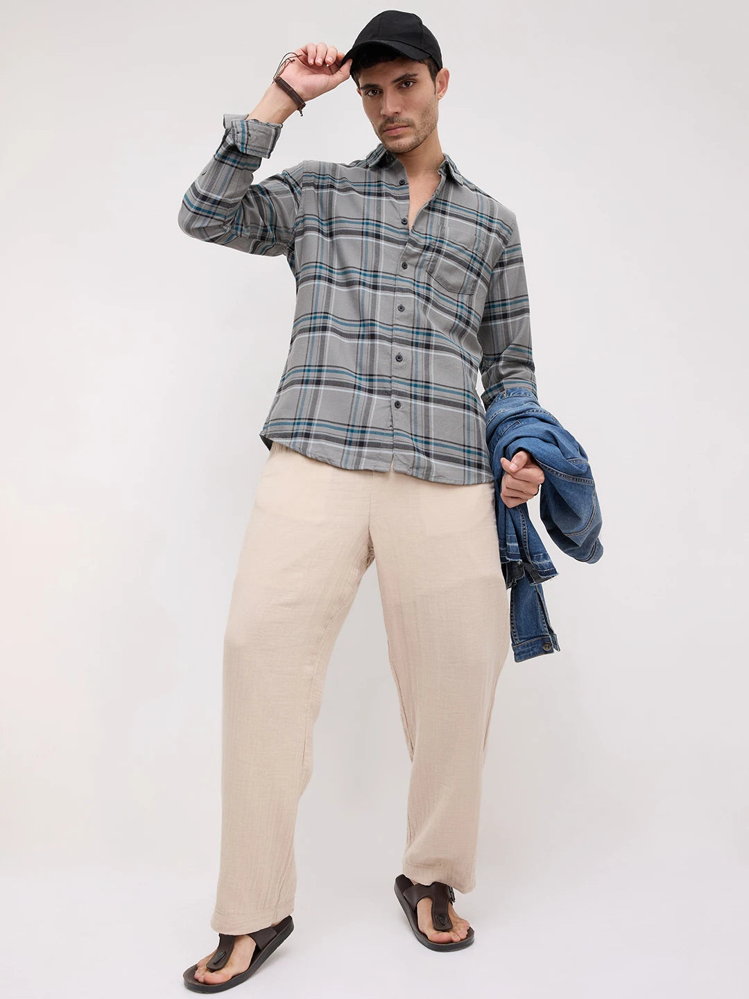 Grey & Black Tartan Checks Shirt