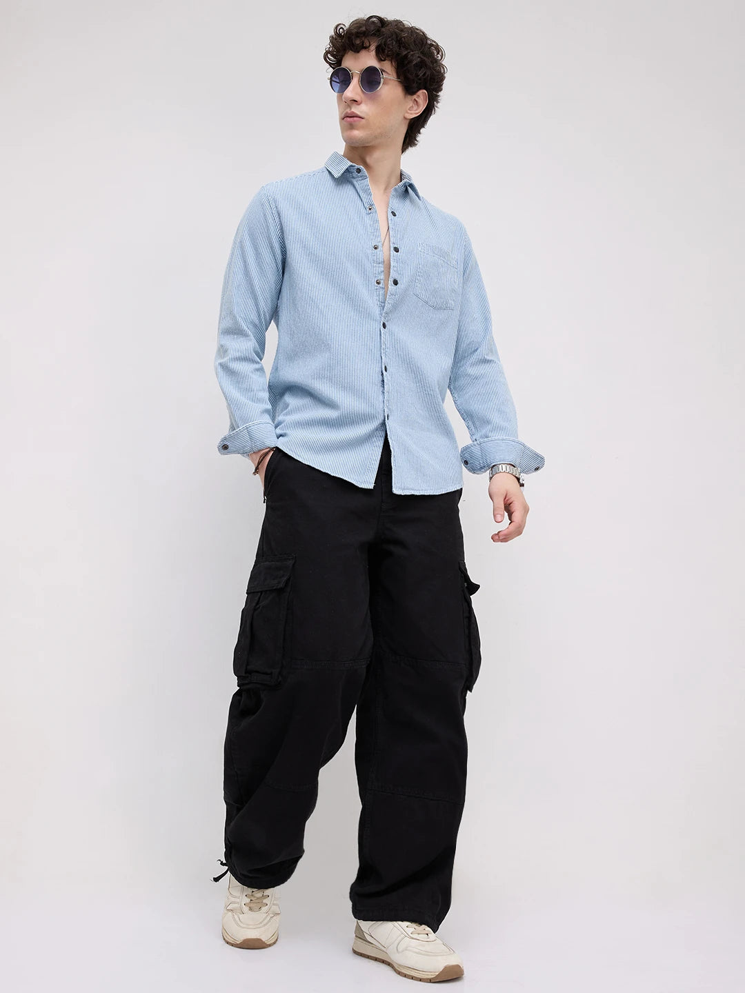 Denim Blue Pencil Stripe Shirt