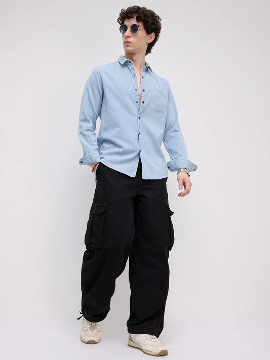 Denim Blue Pencil Stripe Shirt