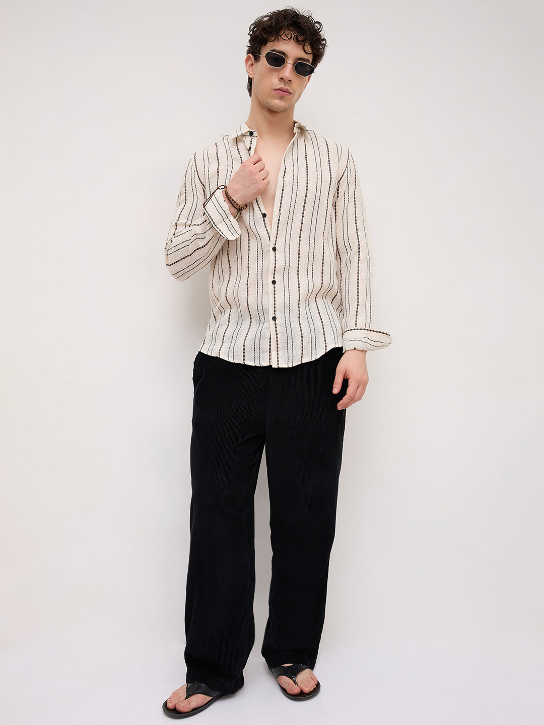Burlap Ivory Vertical Stripe Dobby Shirt