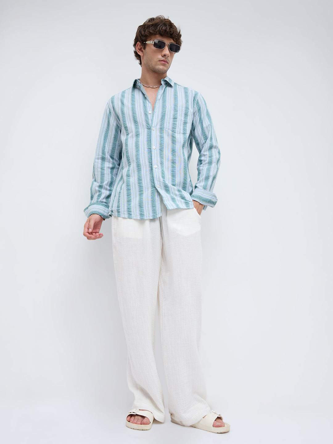 Pastel Multi Luxury Shoreline Seersucker Striped Shirt