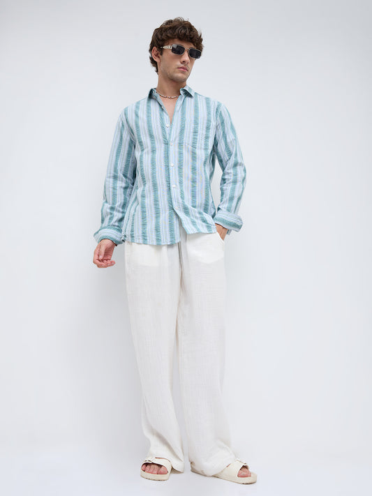 Pastel Multi Luxury Shoreline Seersucker Striped Shirt